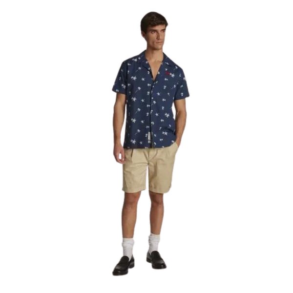 Camicia Uomo fantasie a palme e logo ricamato Blu LA MARTINA- Francavilla Moda